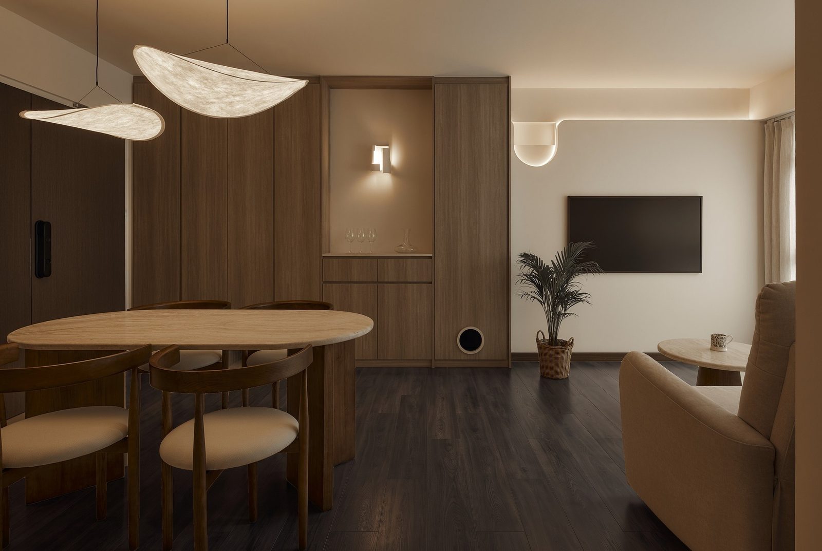 Eclipse Walnut Wood Etching vinyl flooring laid in a Singapore room
