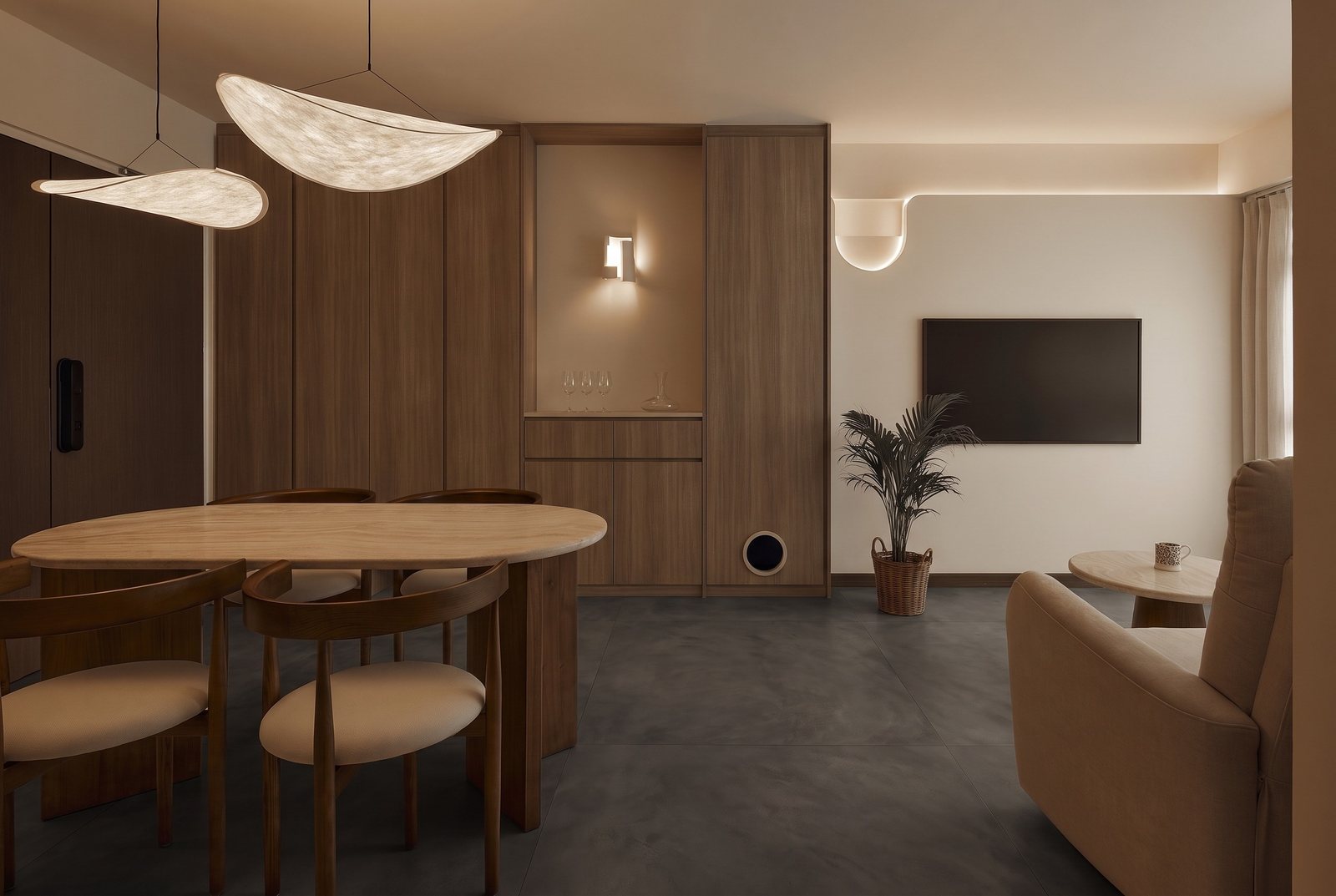 Graphite Micro Cement vinyl flooring laid in a Singapore room