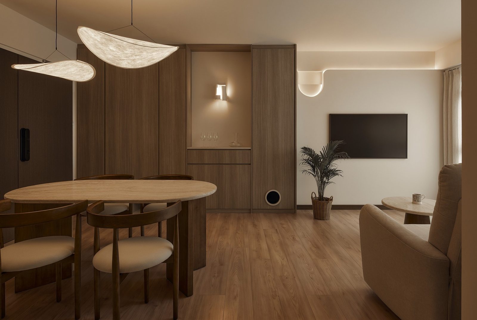 Hazel Oak Wood Etching vinyl flooring laid in a Singapore room