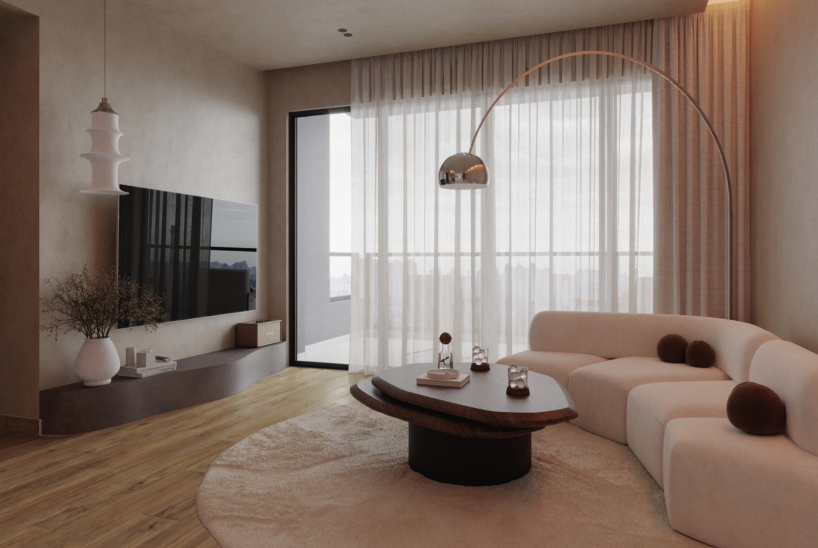Hana Country Walnut vinyl flooring in a bright living room
