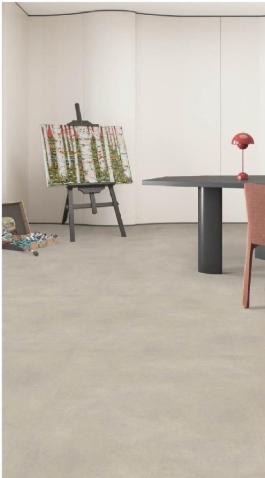 Mist Micro Cement vinyl flooring laid in a Singapore room